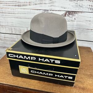 Mens Vintage Never Worn Champ Richelieu Mocha Fur Felt Fedora Hat Size 7 1/8 BOX